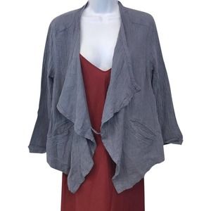 NWT POETRY Wrinkle Blue Linen Top Blouse 6